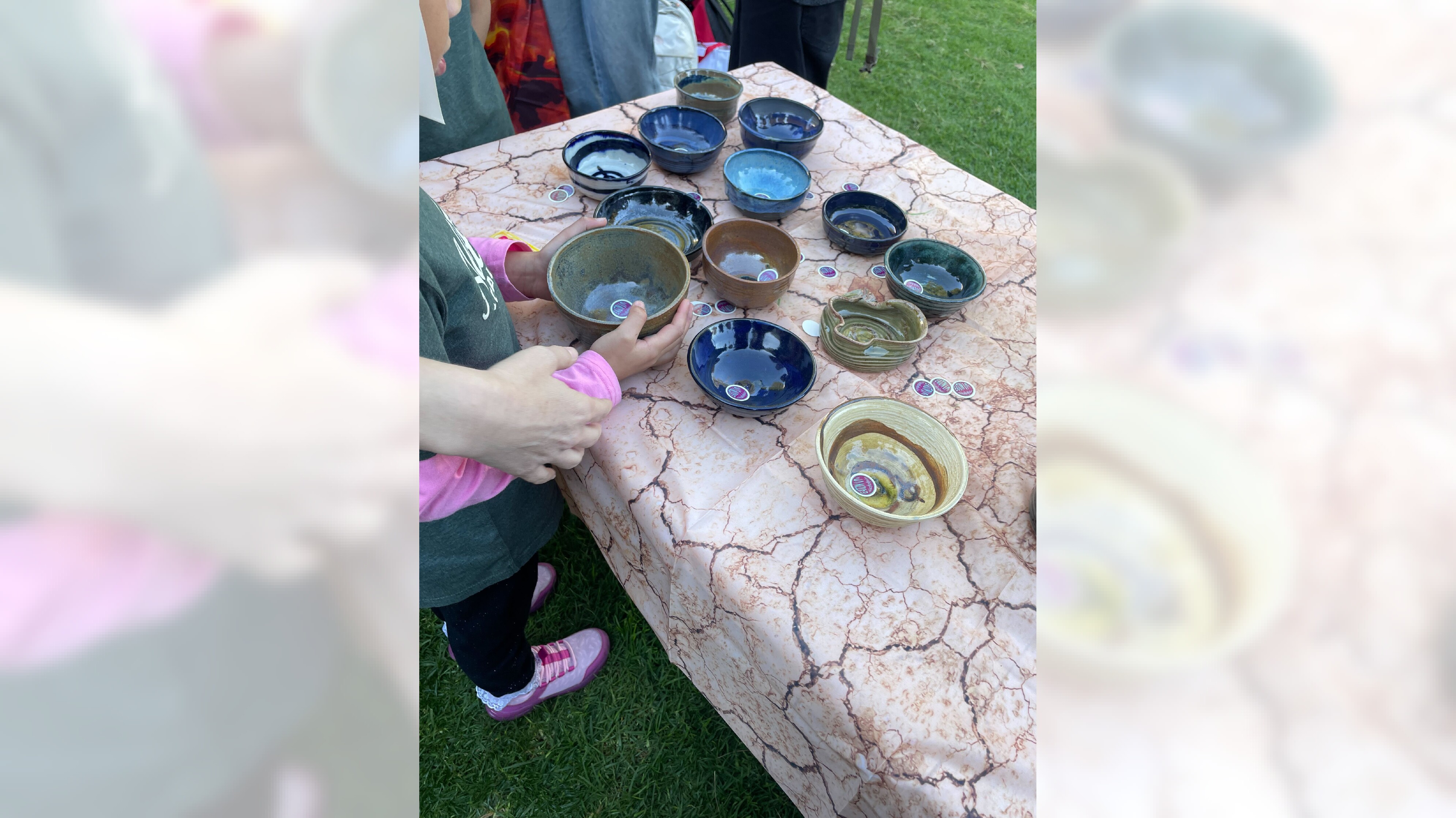 Handmade ceramic bowls were given out for free to Eaton Fire survivors at the anniversary event at John Muir High School on Wednesday, Jan. 7, 2026. (Tyler Evains/Pasadena Star-News)
