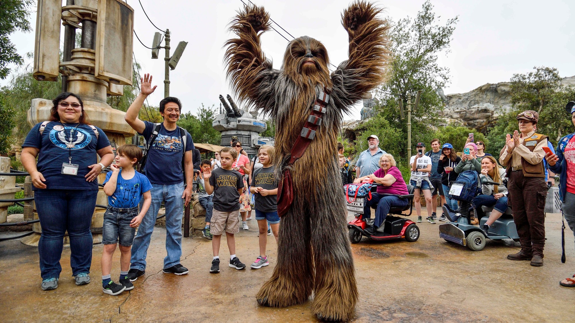 OCR-L-DIS-NILES-0228-FEATURED Chewbacca welcomes visitors to Black Spire Outpost at Star Wars: Galaxy’s Edge inside Disneyland in Anaheim, CA, on June 24, 2019. (Photo by Jeff Gritchen, Orange County Register/SCNG)