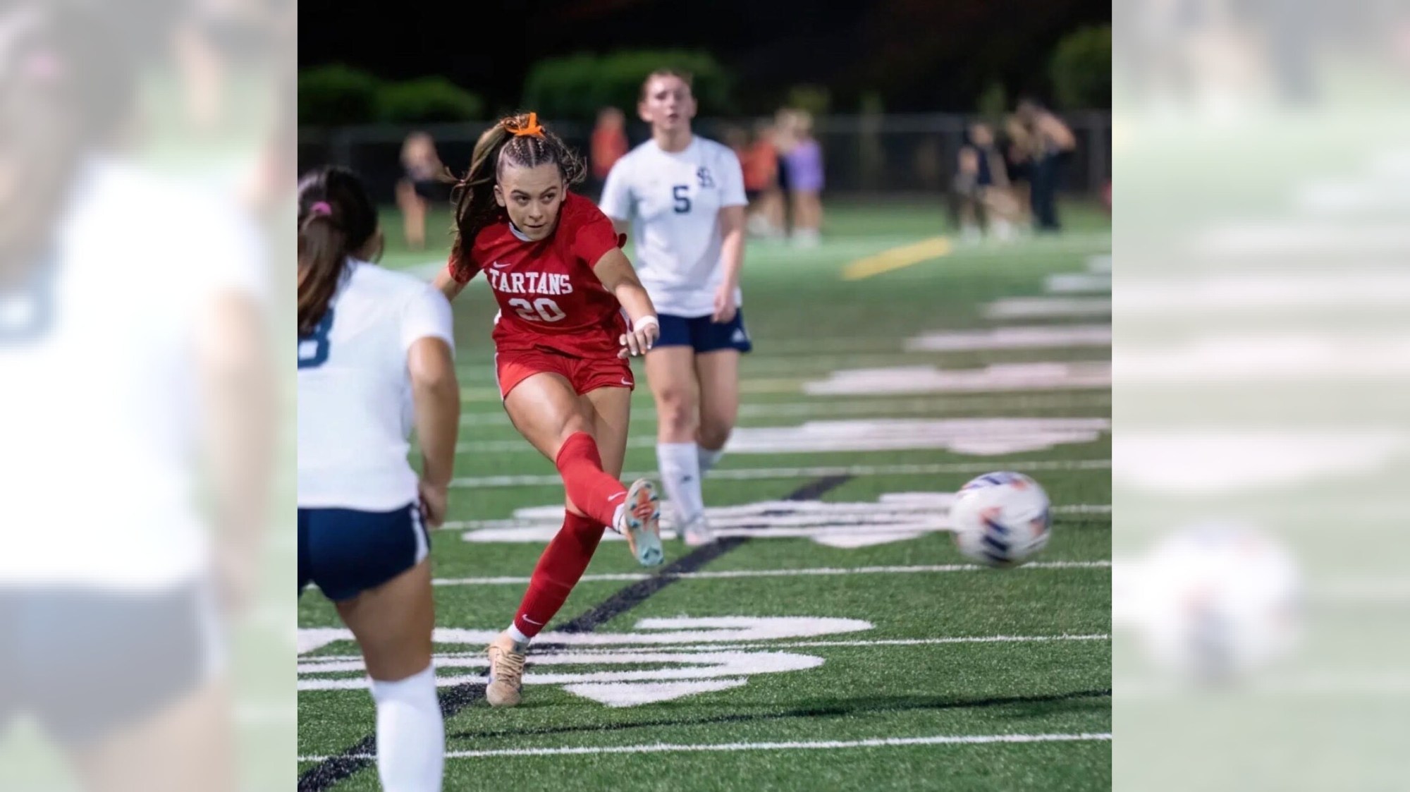 Hudson Surprenant takes a shot for Glendora girls soccer team, which is ranked No. 1 in the San Gabriel Valley. (Courtesy of Glendora soccer)

